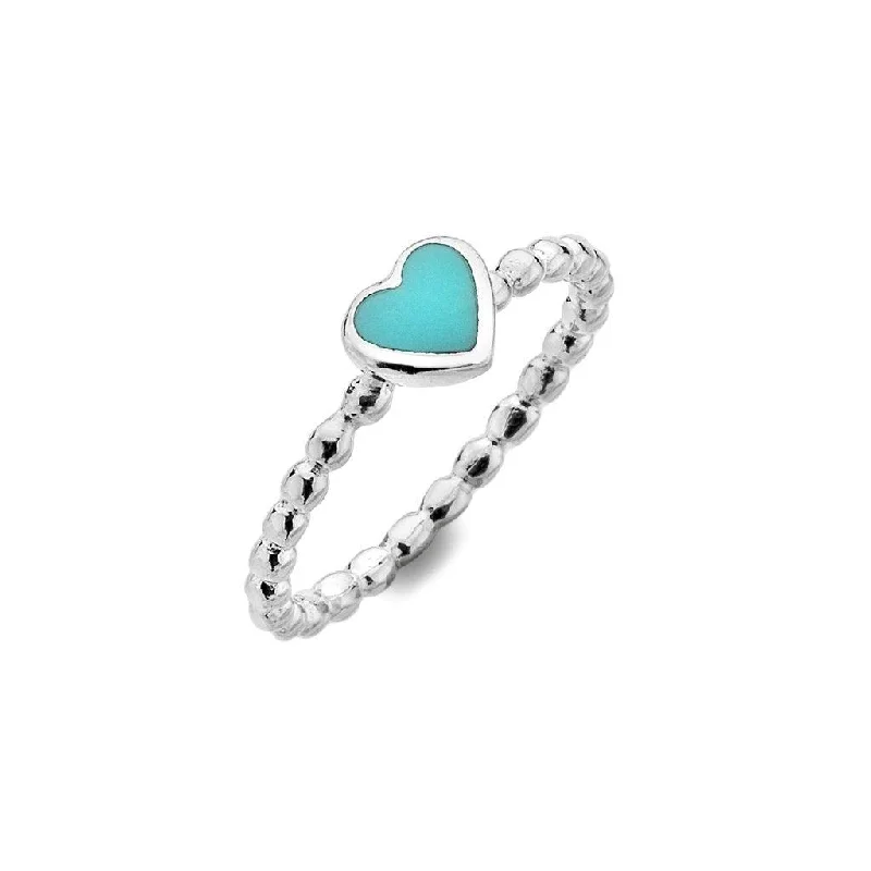 Women's rings teal-turquoise-Sea Gems Sterling Silver Turquoise Heart Ring