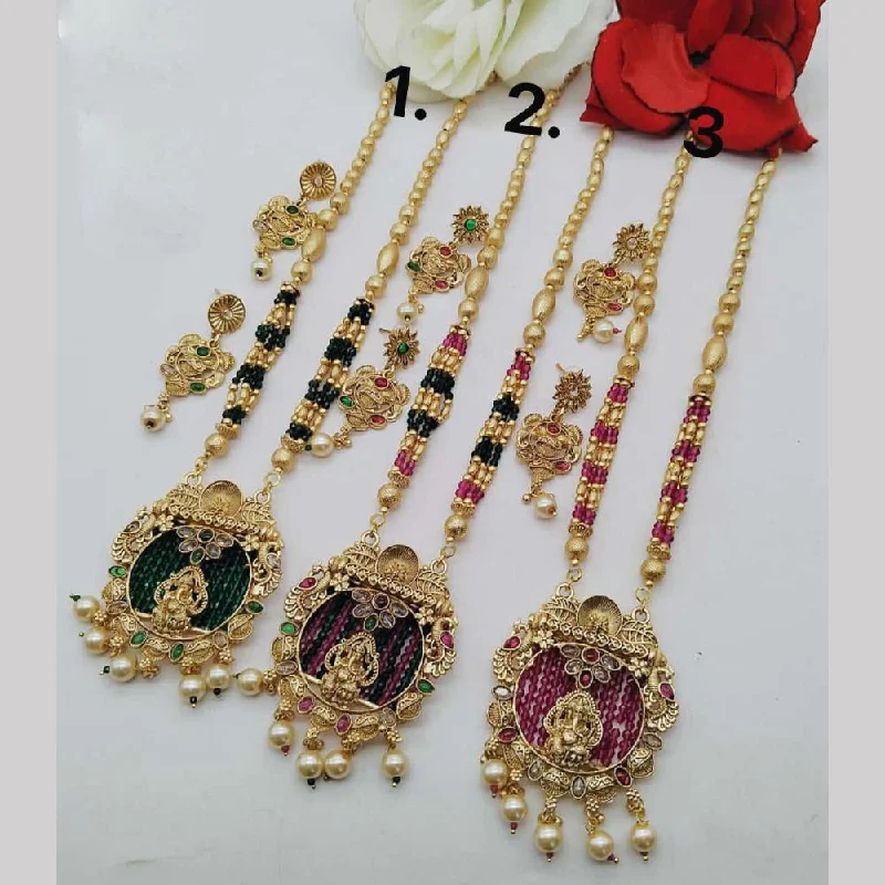 handcrafted necklaces for women -FS Collection Gold Plated Long Necklace Set (1 Piece Only Assorted Design)