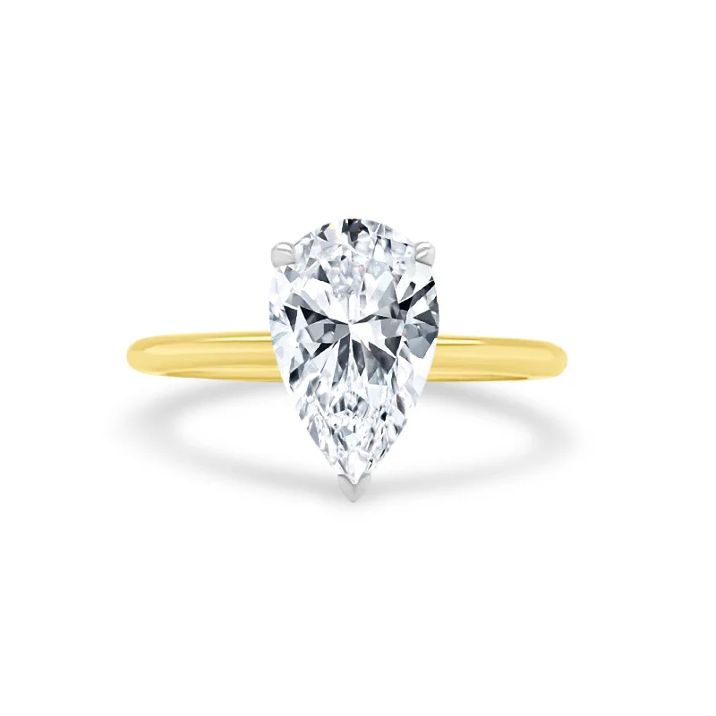 Women's rings coiled-vine-Pear Cut Solitaire