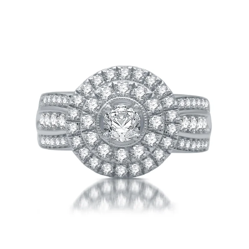 best-selling engagement rings for women -1 1/4 CTW Diamond Halo Engagement Ring in 10KT White Gold