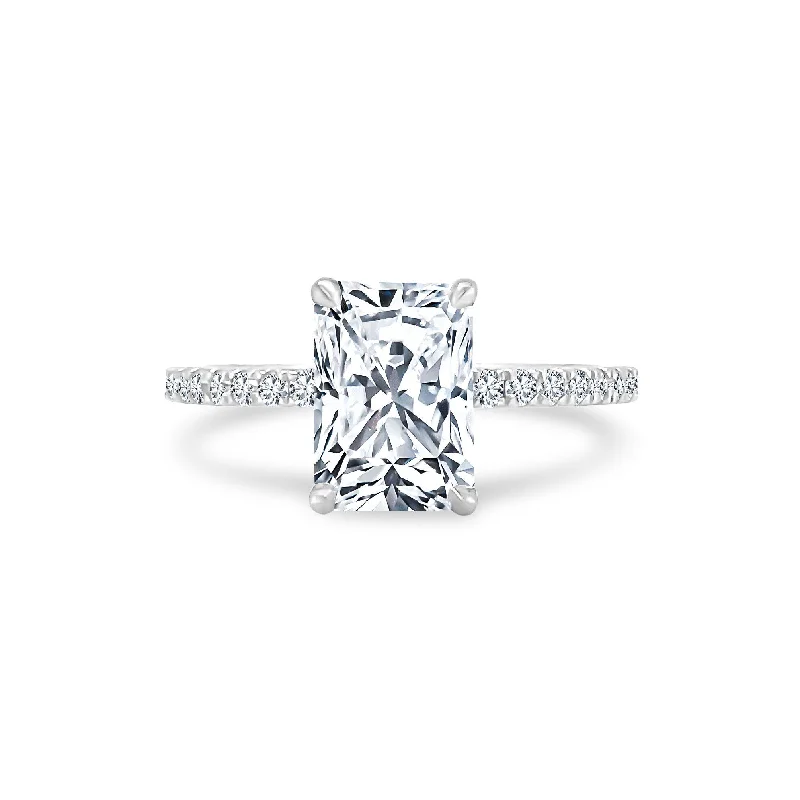 Women's rings polished-rose-Radiant Cut Solitaire on Diamond Band