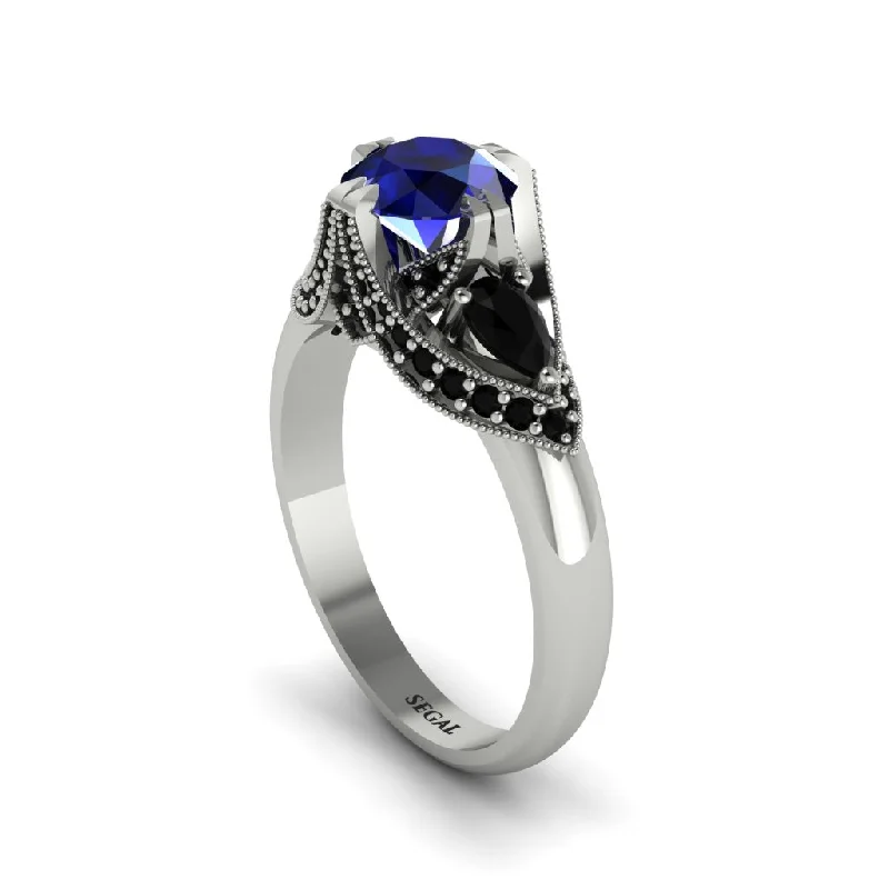 dainty engagement rings for women -Sapphire Vintage Round Cut Engagement Ring - Kali No. 45