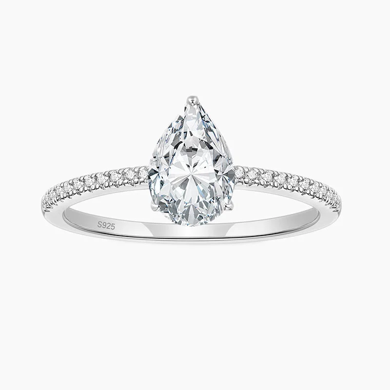 oval diamond engagement rings for women -S925 Pear CZ Engagement Ring