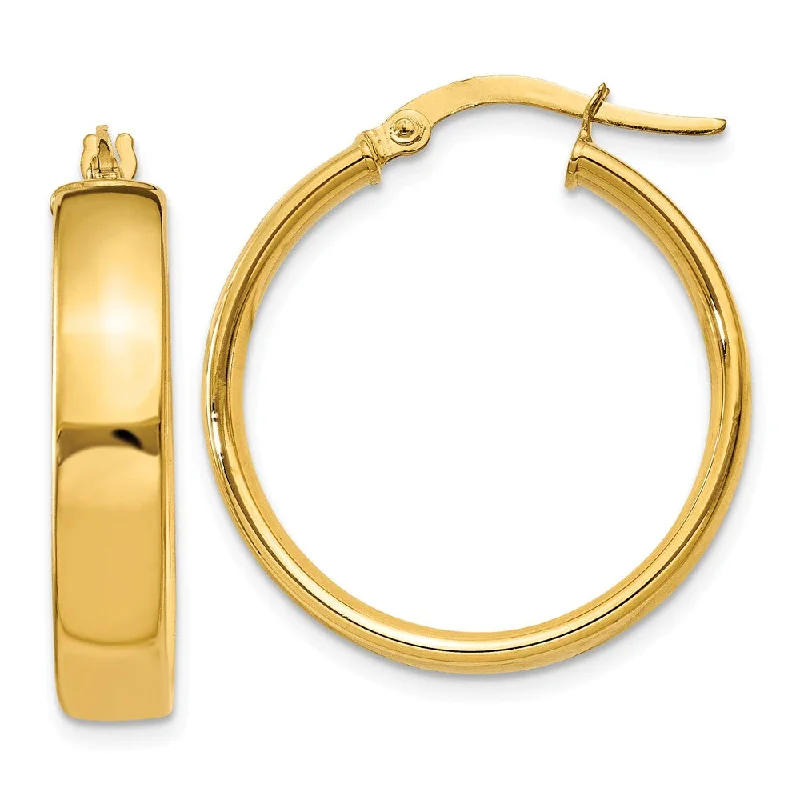 long chain earrings for women -4.75mm x 23mm Polished 14k Yellow Gold Round Hoop Earrings