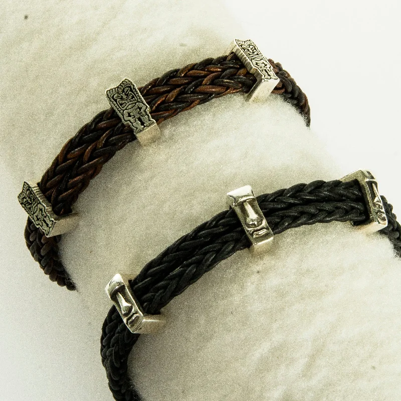 stackable bracelets for women -Leather Tiki Bracelet