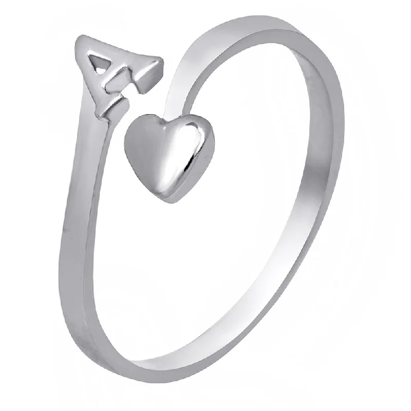 Women's rings robust-alloy-Darshana Jewels Rhodium Plated 'A' Initial and Heart Adjustable Finger Ring for Women