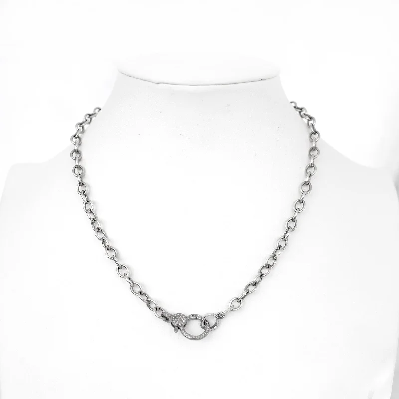 opal necklaces for women -Short Link Chain Necklace with Diamond Claw Clasp -18” NB000059