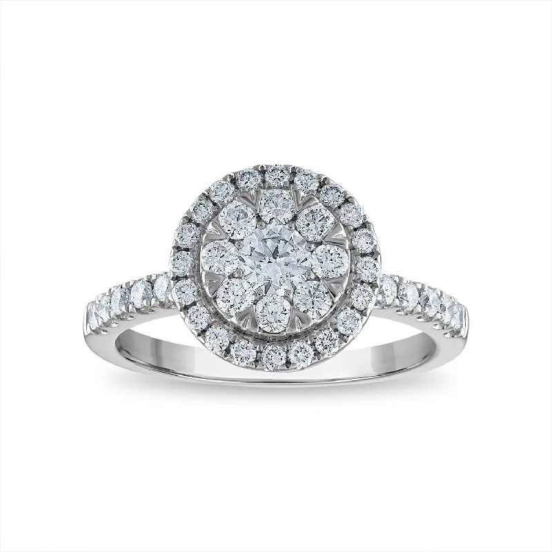 trendy minimalist engagement rings -EcoLove 1 CTW Lab Grown Diamond Cluster Engagement Ring in 10KT White Gold