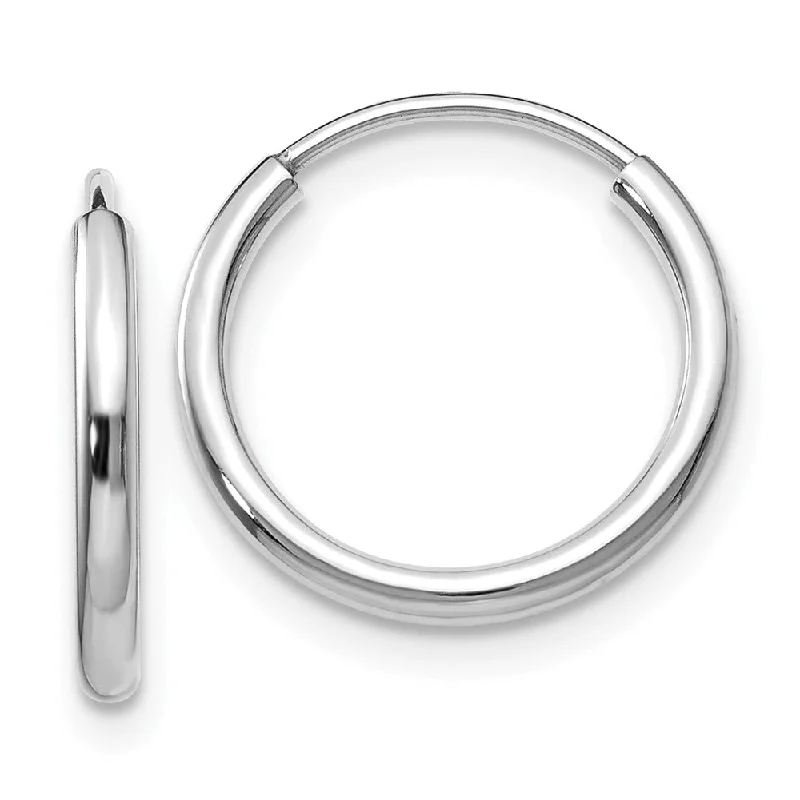 trendy earrings for women -1.5mm, 14k White Gold Endless Hoop Earrings, 13mm (1/2 Inch)