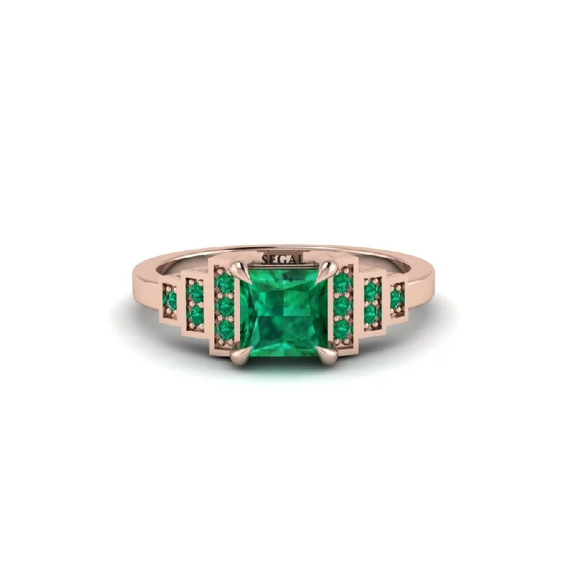 modern engagement rings for women -Emerald Geometric Princess Cut Engagement Ring - Thea No. 20