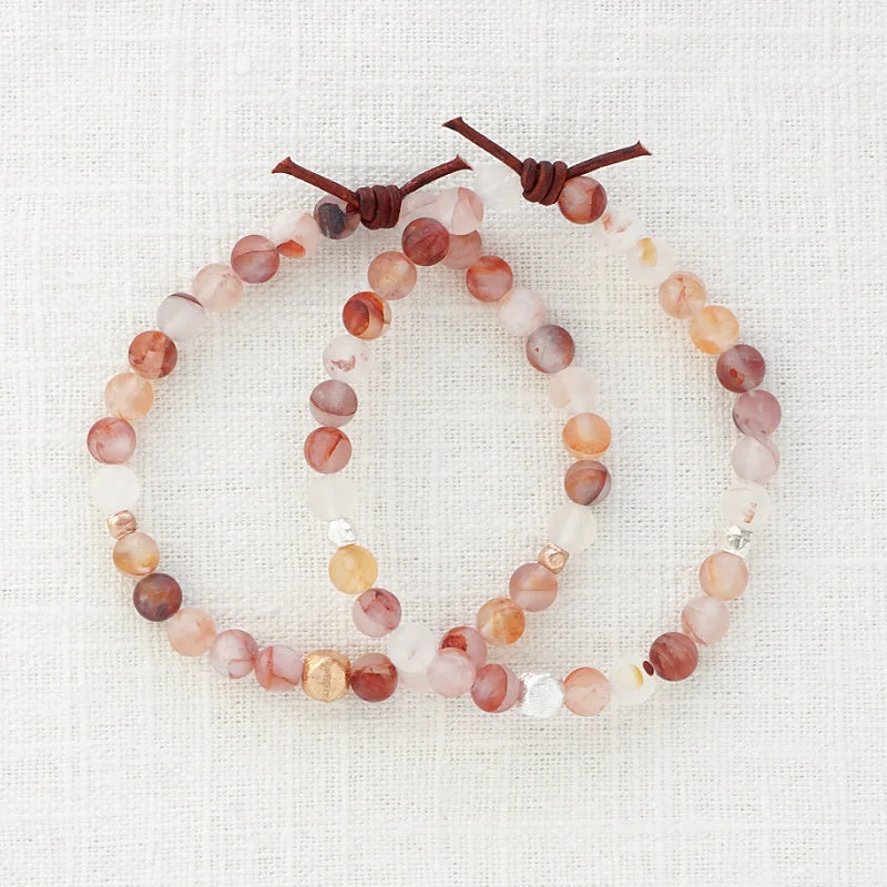 trendy bangles for women -Peach Quartz Affirmation Mini Bracelet | Choose your Affirmation