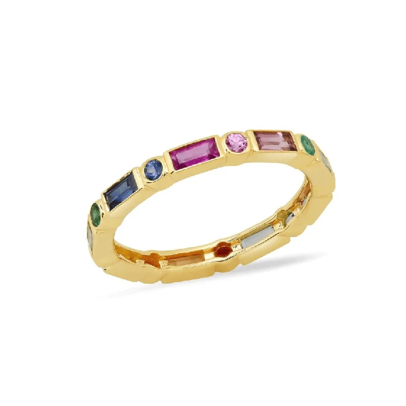 Women's rings lunar-Rainbow Art Deco Band