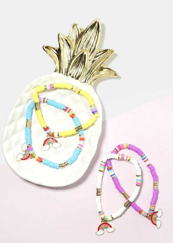 chain bracelets for women -Rainbow Charm Beaded Bracelet