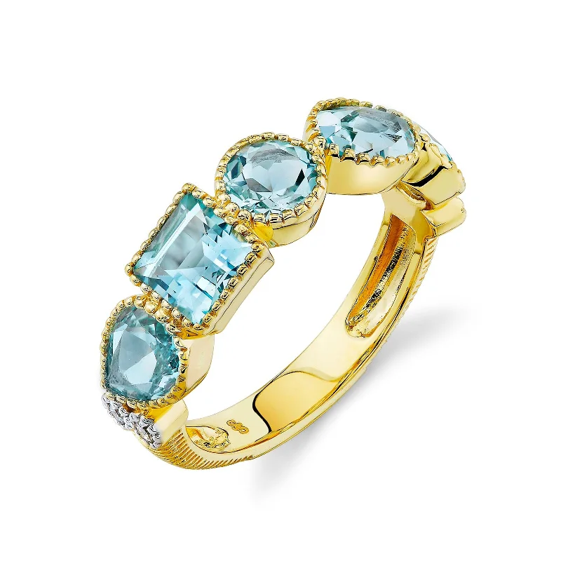 Women's rings whimsical-luxe-Sky Blue Topaz Band with Diamonds