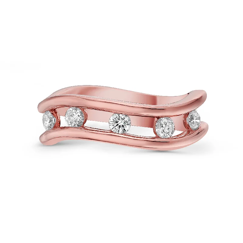 Women's rings contoured-wave-Floating Diamond Ring