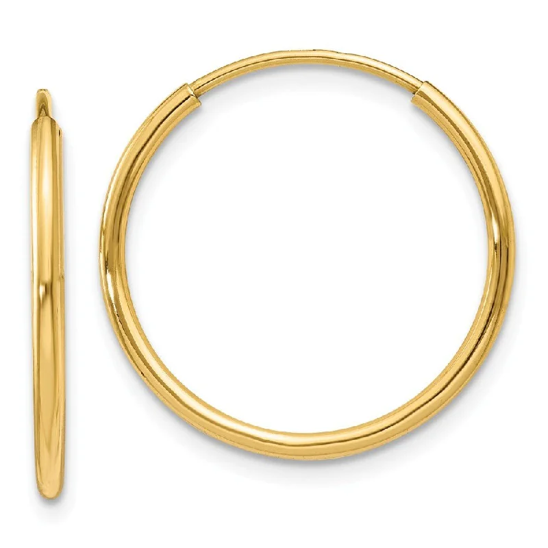 minimal stud earrings for women -1.25mm, 14k Yellow Gold Endless Hoop Earrings, 18mm (11/16 Inch)