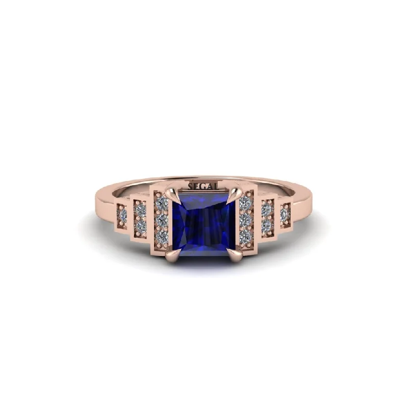 luxury platinum engagement rings -Sapphire Geometric Princess Cut Engagement Ring - Thea No. 14