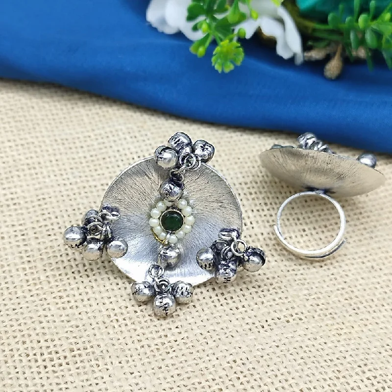 Women's rings exotic-peridot-Akruti Collection Oxidized Plated Ghungroo Ring