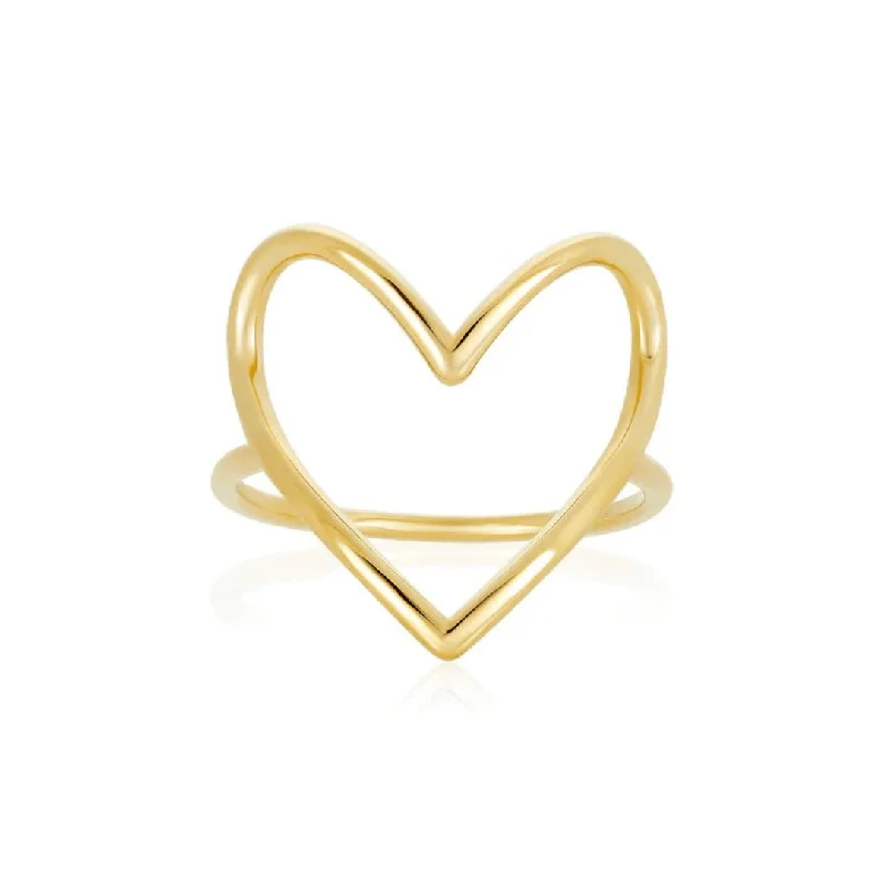 Women's rings radiant-coil-Open Heart Gold Ring