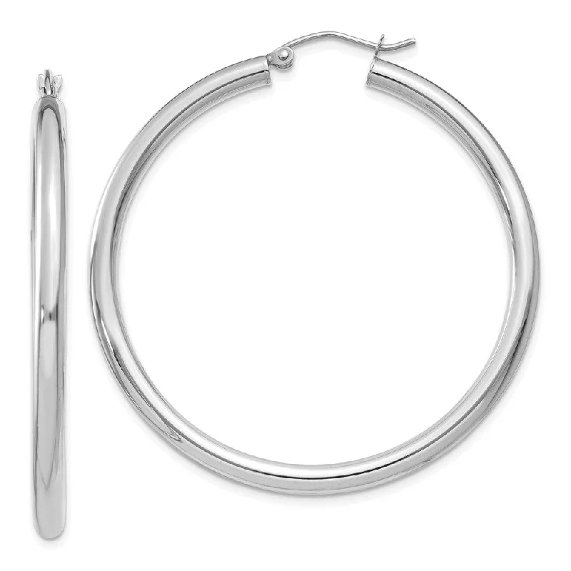 infinity earrings for women -3mm, 14k White Gold Classic Round Hoop Earrings, 45mm (1 3/4 Inch)