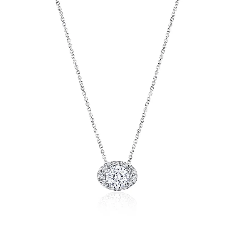 vintage-inspired necklaces for women -TACORI Bloom | 17" Horizontal Oval Bloom Diamond Necklace FP811HRDOV55