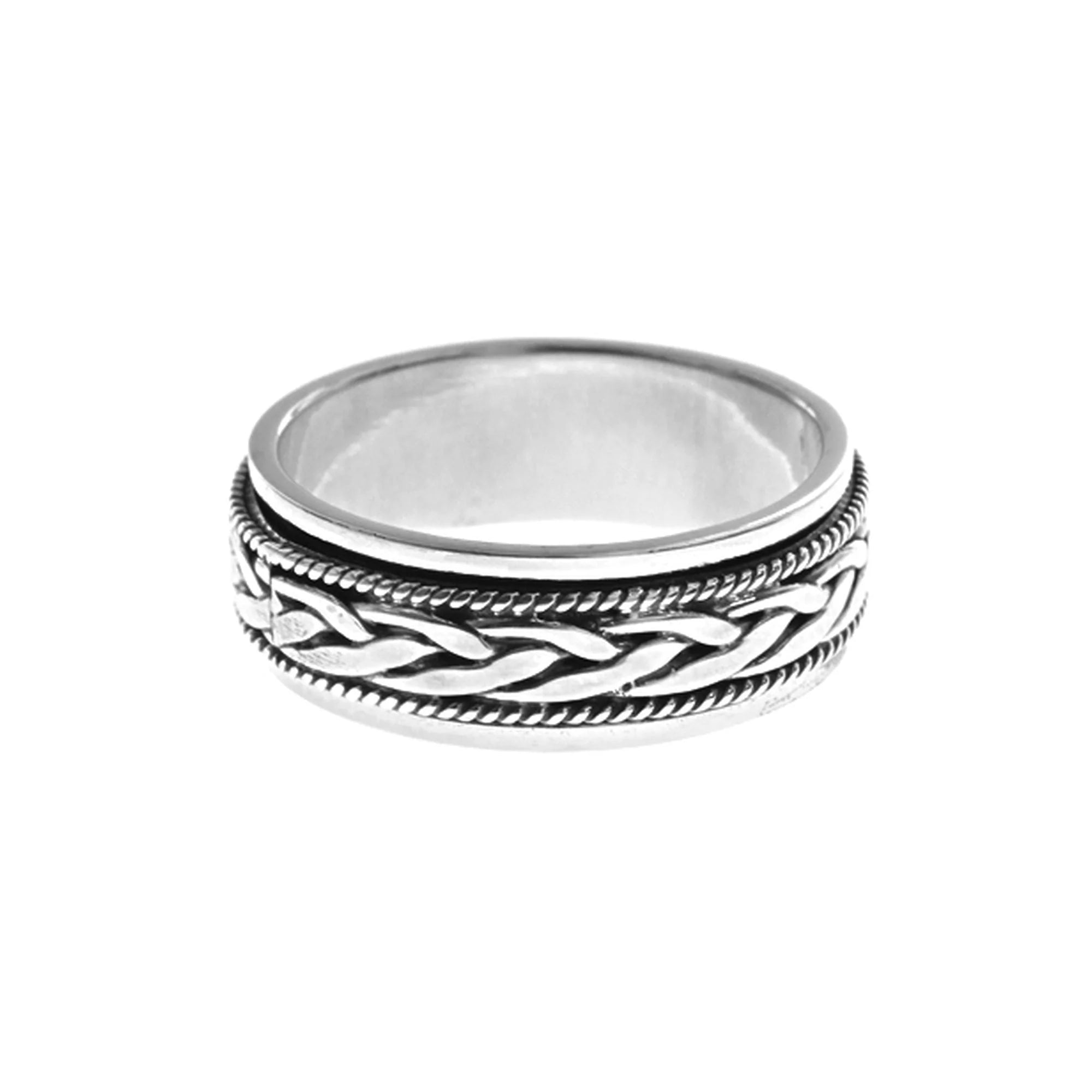 Women's rings blush-arc-Silver Plait & Rope Design Spinner Ring