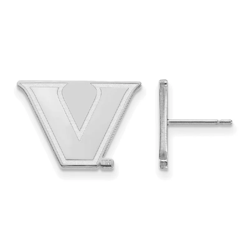 simple earrings for women -10k White Gold Vanderbilt University Small Post Earrings