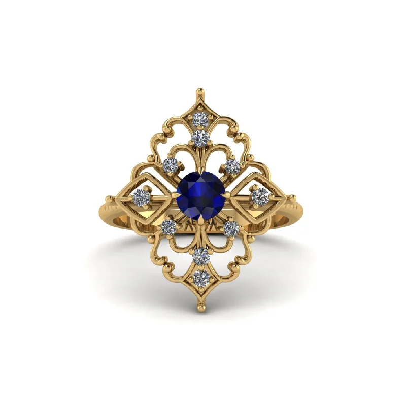 ethical engagement rings for women -Diamond Royal Filigree Cluster Engagement Ring - Zinnia No. 13