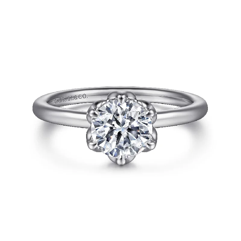 classy yet affordable engagement rings -Kamera - 14K White Gold Round Solitaire Engagement Ring