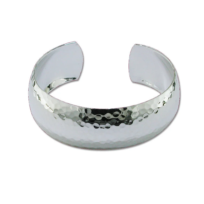 silver bracelets for women -Classic Hammered Cuff Bracelet