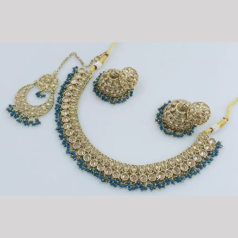 gold plated necklaces for women -Manisha Jewellery Gold Plated Crystal Stone And Pearls Necklace Set