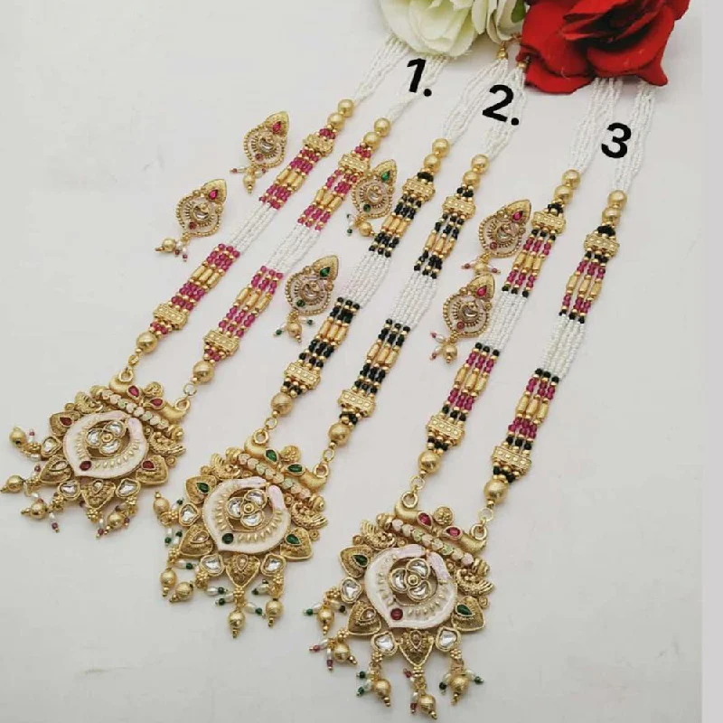 stylish necklaces for women -FS Collection Gold Plated Long Necklace Set (1 Piece Only Assorted Design)