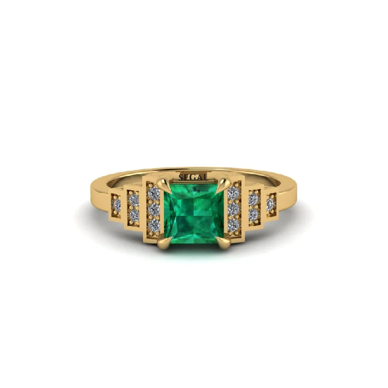 two-tone engagement rings for women -Emerald Geometric Princess Cut Engagement Ring - Thea No. 4