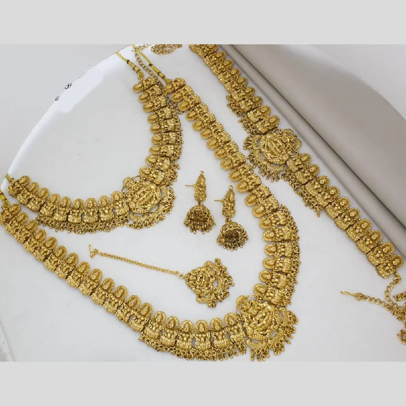 initial necklaces for women -Manisha Jewellery Gold Plated Temple Semi Bridal Necklace Set