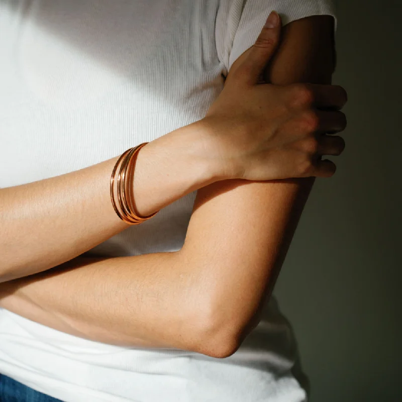 simple bracelets for women -Rose Gold Luxe Bangle Bracelets