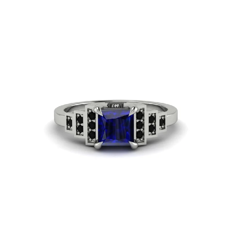 high-end engagement rings for women -Sapphire Geometric Princess Cut Engagement Ring - Thea No. 45