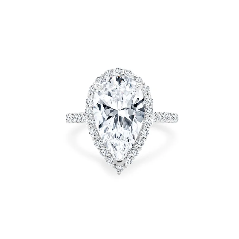 Women's rings ethereal-stone-Pear Cut Solitaire with Halo