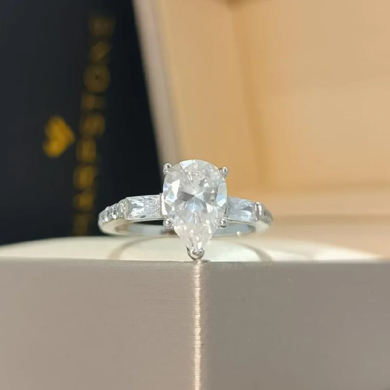 trendy minimalist engagement rings -Agatha Moissanite Engagement Ring