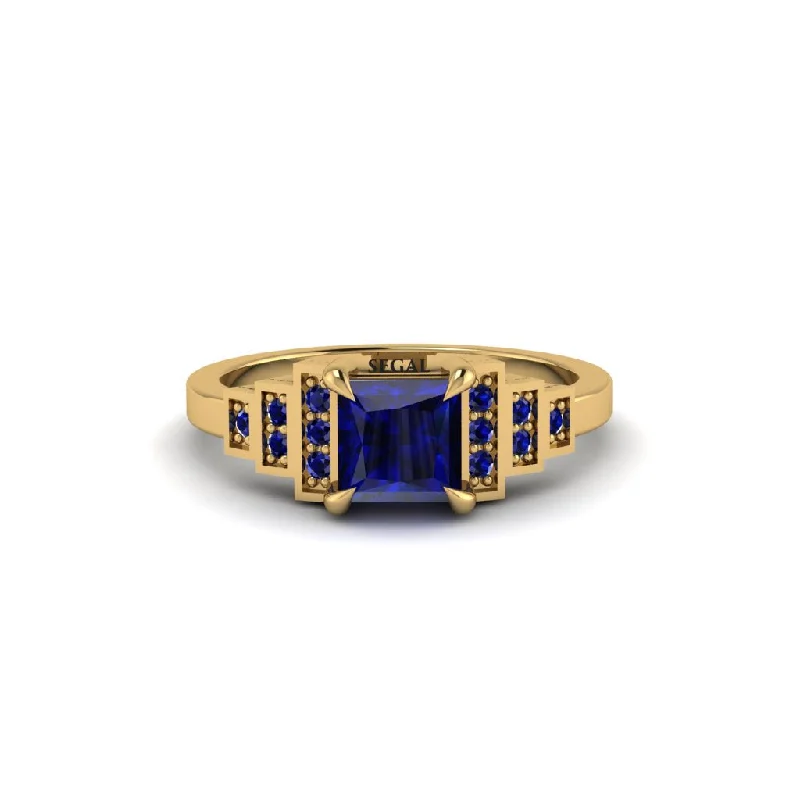 unusual engagement rings for women -Sapphire Geometric Princess Cut Engagement Ring - Thea No. 73