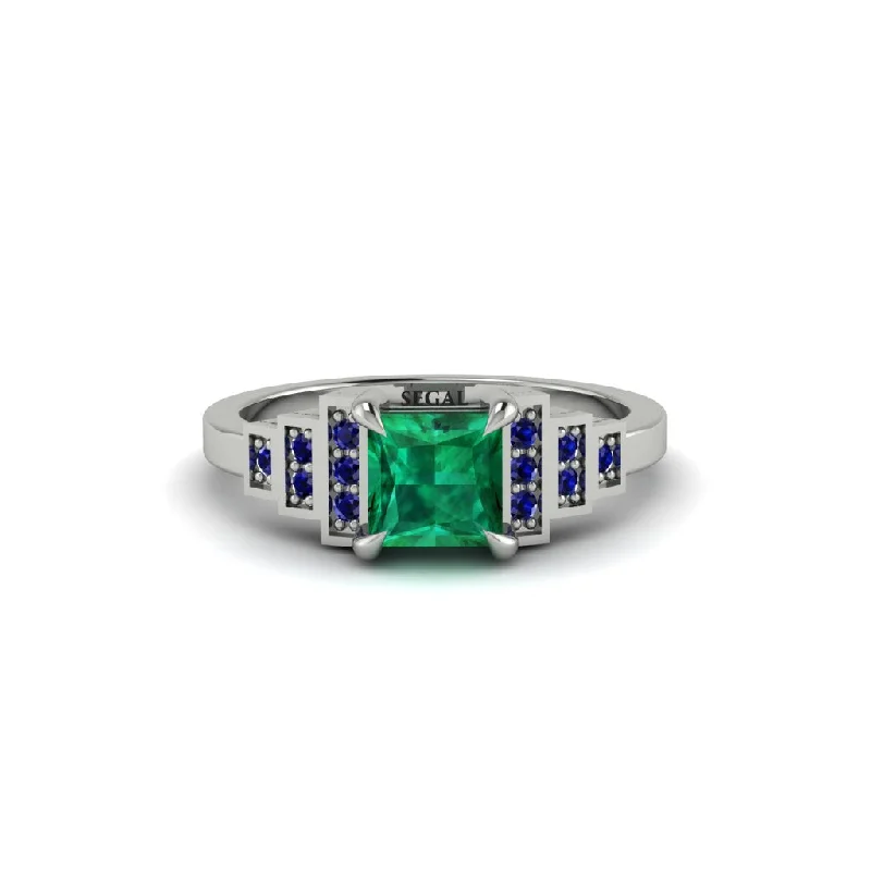 oval diamond engagement rings for women -Emerald Geometric Princess Cut Engagement Ring - Thea No. 66