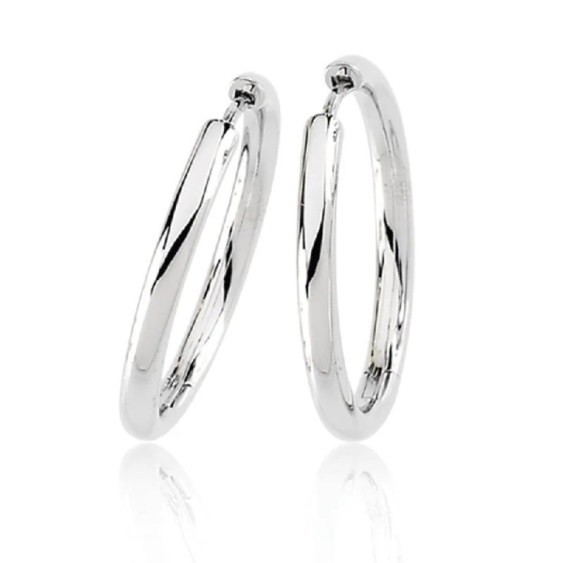 long dangle earrings for women -2.6mm Endless Round Hinged Hoop Earrings in 14k White Gold, 24mm