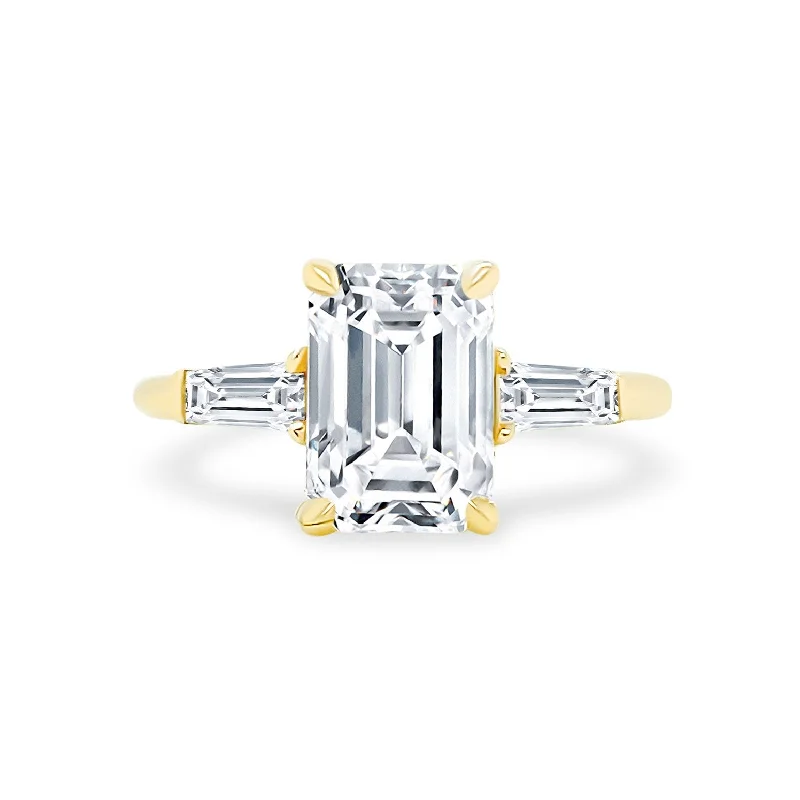 Women's rings twilight-glow-Emerald Cut with Tapered Baguette Cut Side Stones