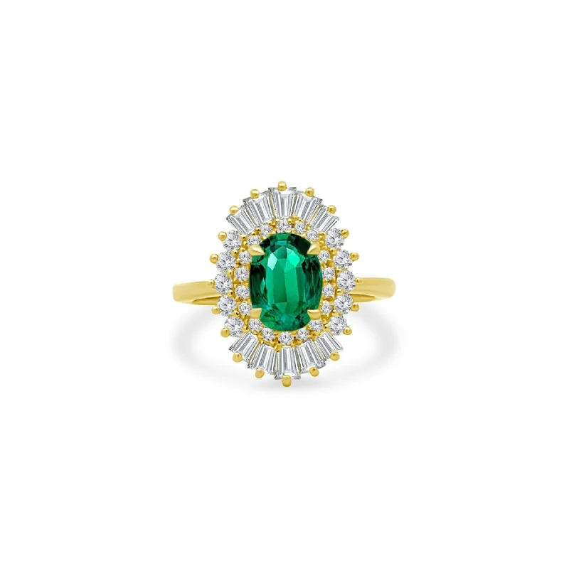 Women's rings rare-citrine-1.43ct Emerald Sunburst Ring