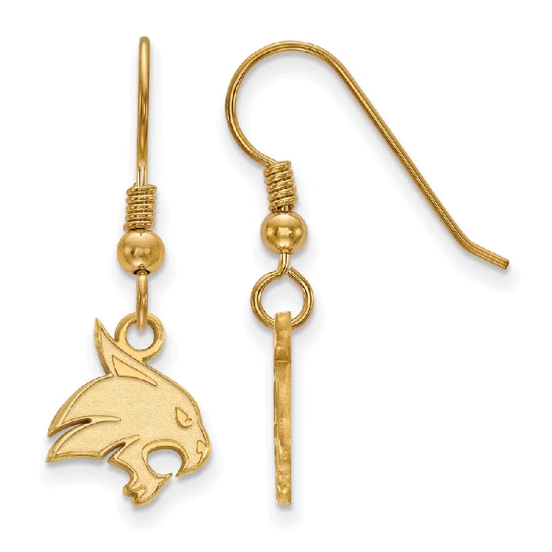 trendy fashion earrings for women -14k Gold Plated Silver Texas State University Dangle Earrings