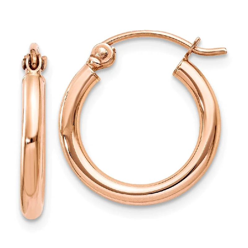 vintage drop earrings for women -2mm x 15mm 14k Rose Gold Round Tube Hoop Earrings