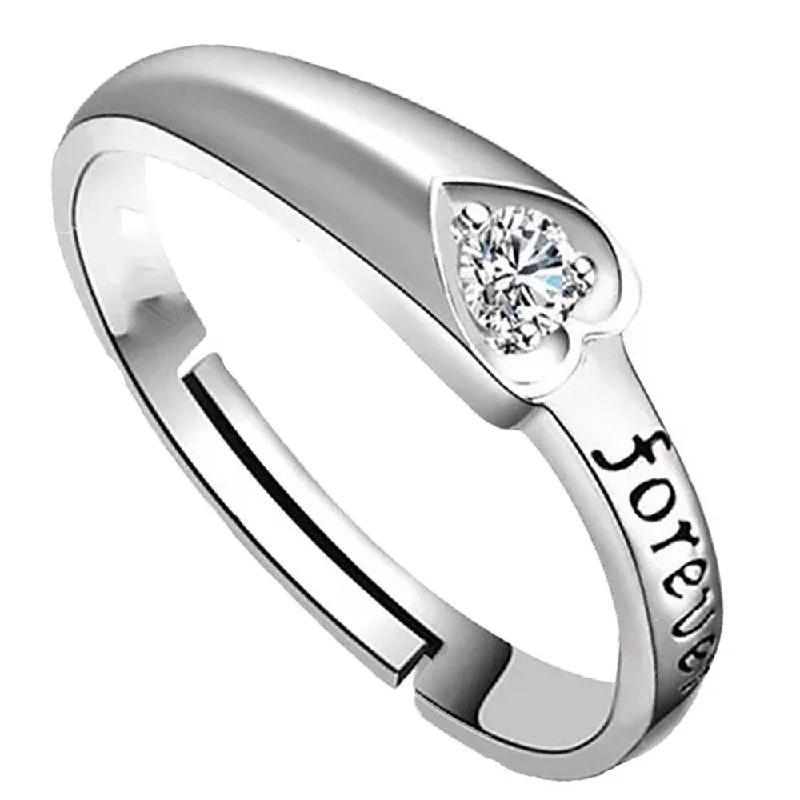 Women's rings radiant-carving-Darshana Jewels Silver Plated Austrian Stone Adjustable Ring