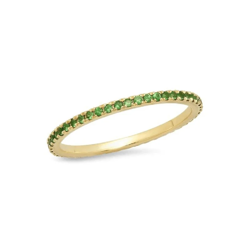 Women's rings sleek-contour-Tsavorite Eternity Band