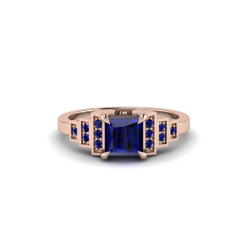 geometric engagement rings for women -Sapphire Geometric Princess Cut Engagement Ring - Thea No. 74