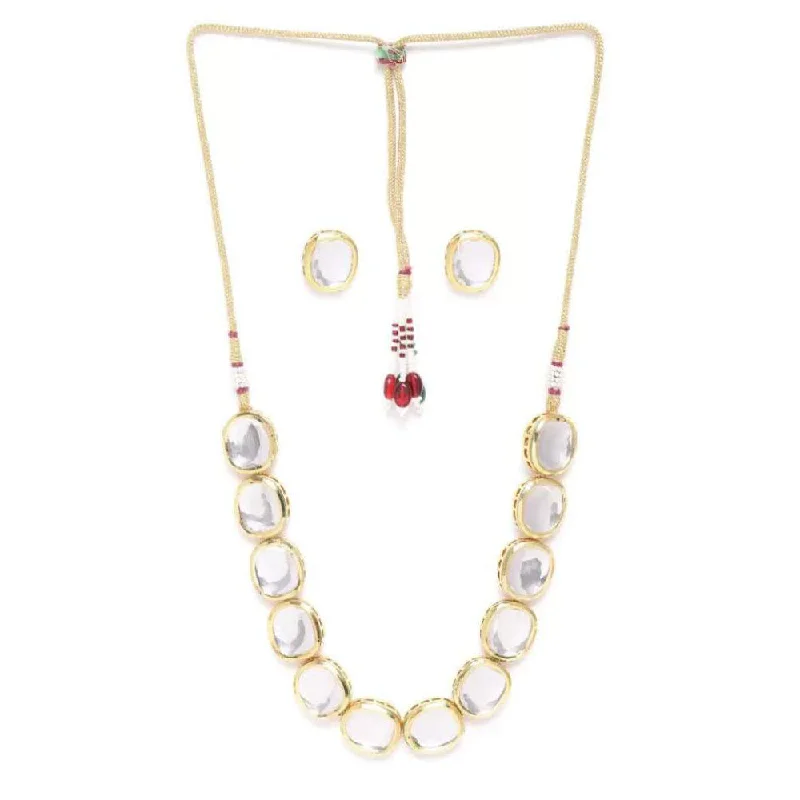 pendant necklaces for women -Shree Chamunda Jewellers Gold Plated Kundan Stone  Necklace Set