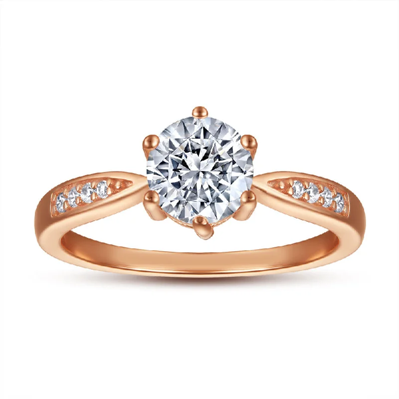 budget-friendly yet elegant engagement rings -18K Rose Gold Classic Six Prong Engagement Ring